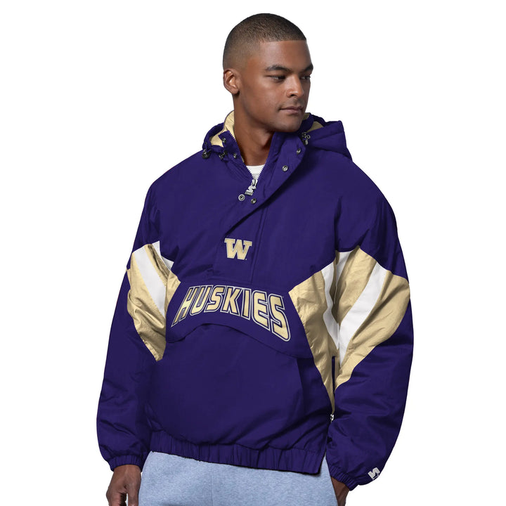 Starter Men's Washington Huskies FW25 Crinkle Nylon Polyfilled Half Zip Jacket