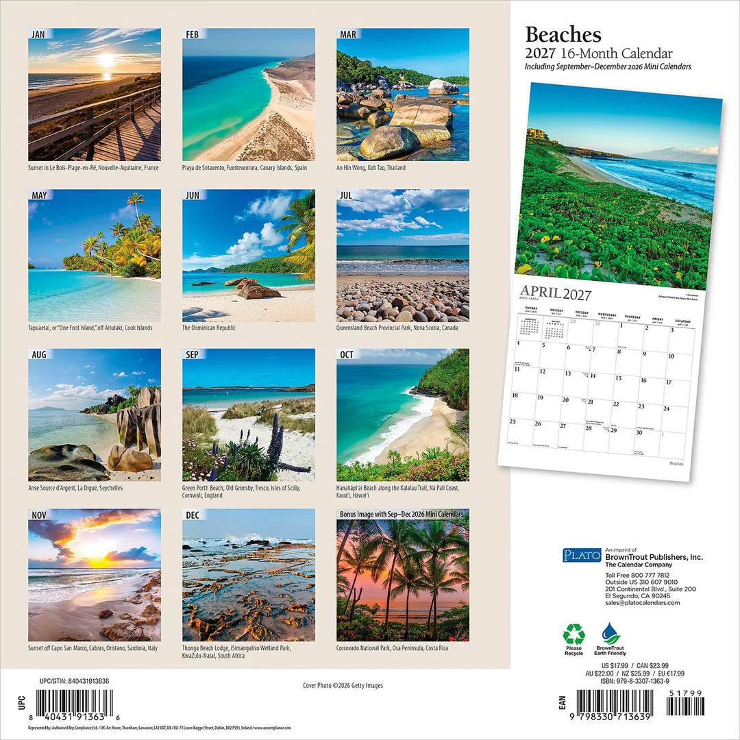 2027 Beaches Wall Calendar