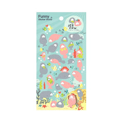 BC Mini Funny Sticker World Sea Cow Manatee Puffy Stickers