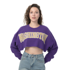 Zoozatz Women's Washington Puff Print Uber Crop Sweatshirt
