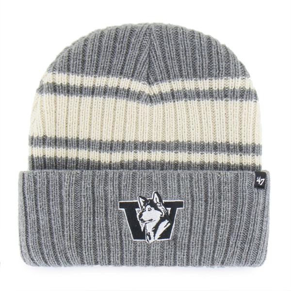 47 Brand Gray Retro Dawg Harbor Stripe Cuff Knit Beanie