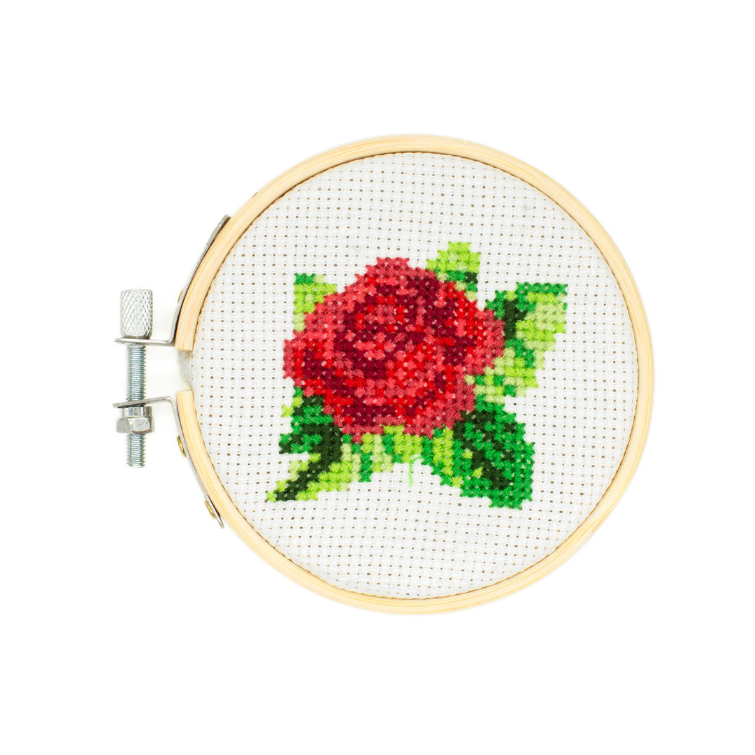 Kikkerland Rose Mini Cross Stitch Embroidery Kit