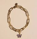 Nickel & Suede Gold Purple W Charm Bracelet thumbnail