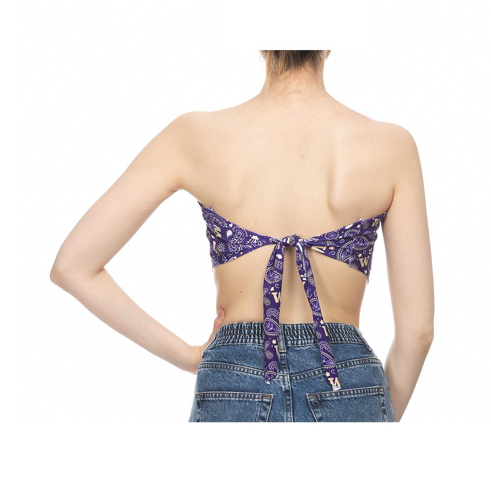 Zoozatz Women's Purple and Gold Colorblock Bandana Tieback One Size Top