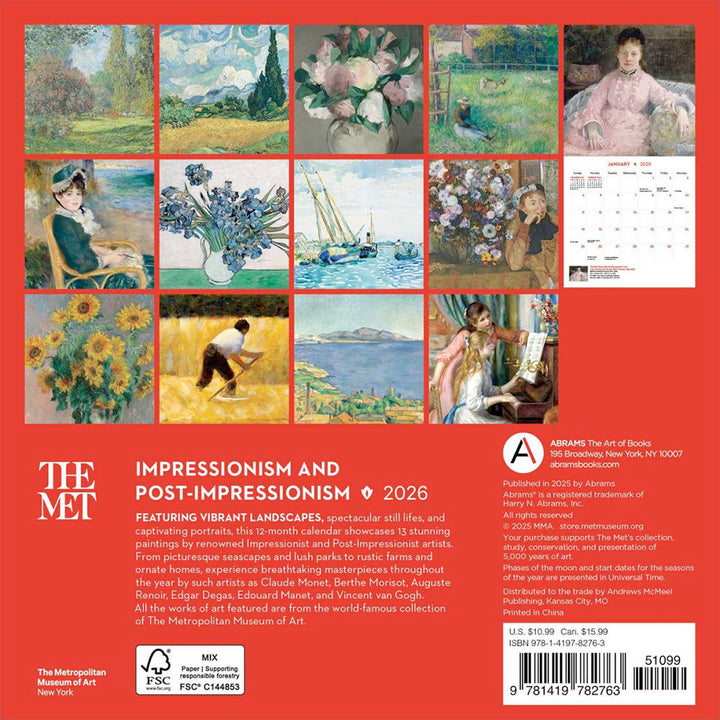 Impressionism and Post-Impressionism 2026 Mini Wall Calendar