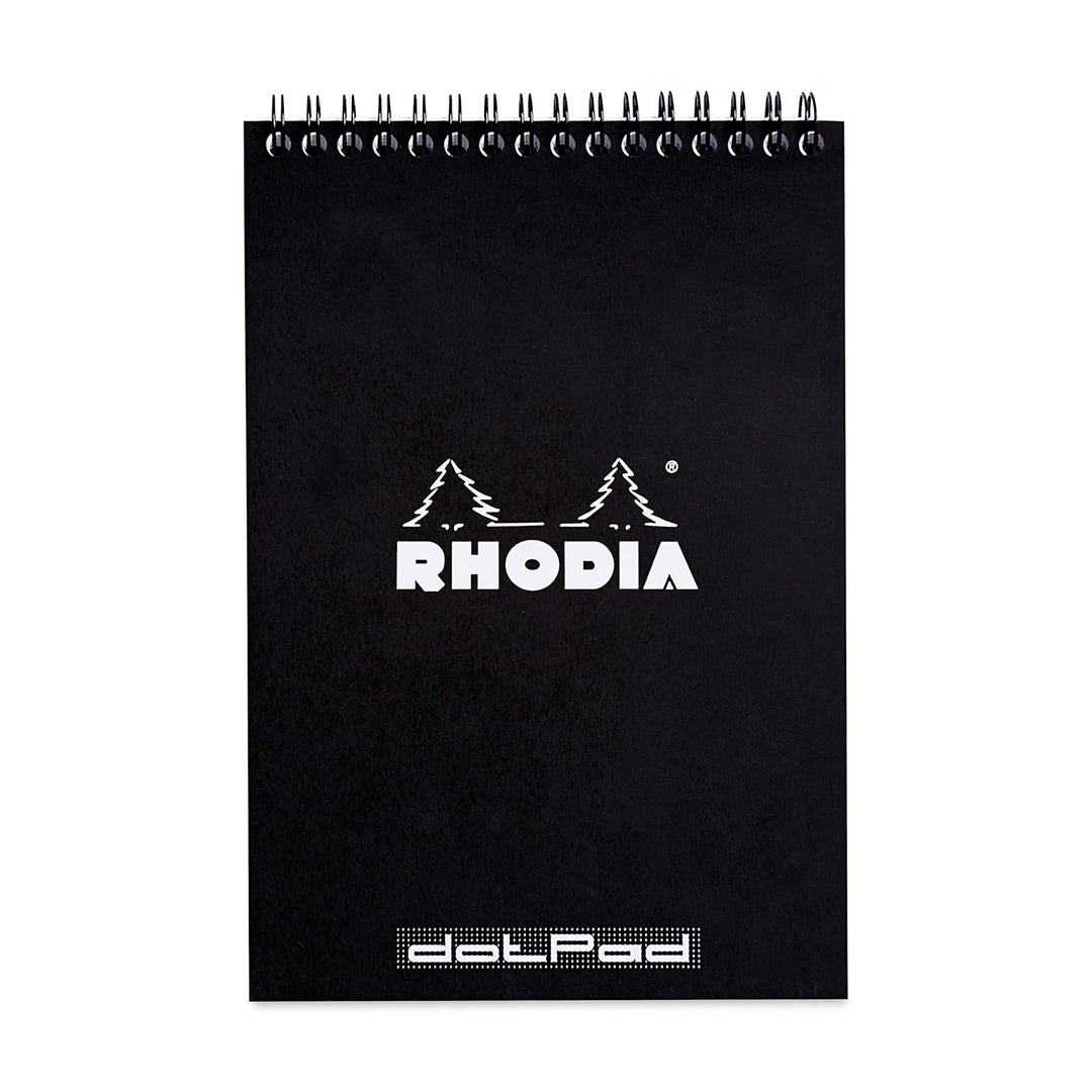 Rhodia Black 6"x8.25" Dot Top Wirebound 80ct