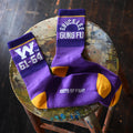 Roots of Fight Purple Washington Huskies Bruce Lee Gung Fu Socks thumbnail