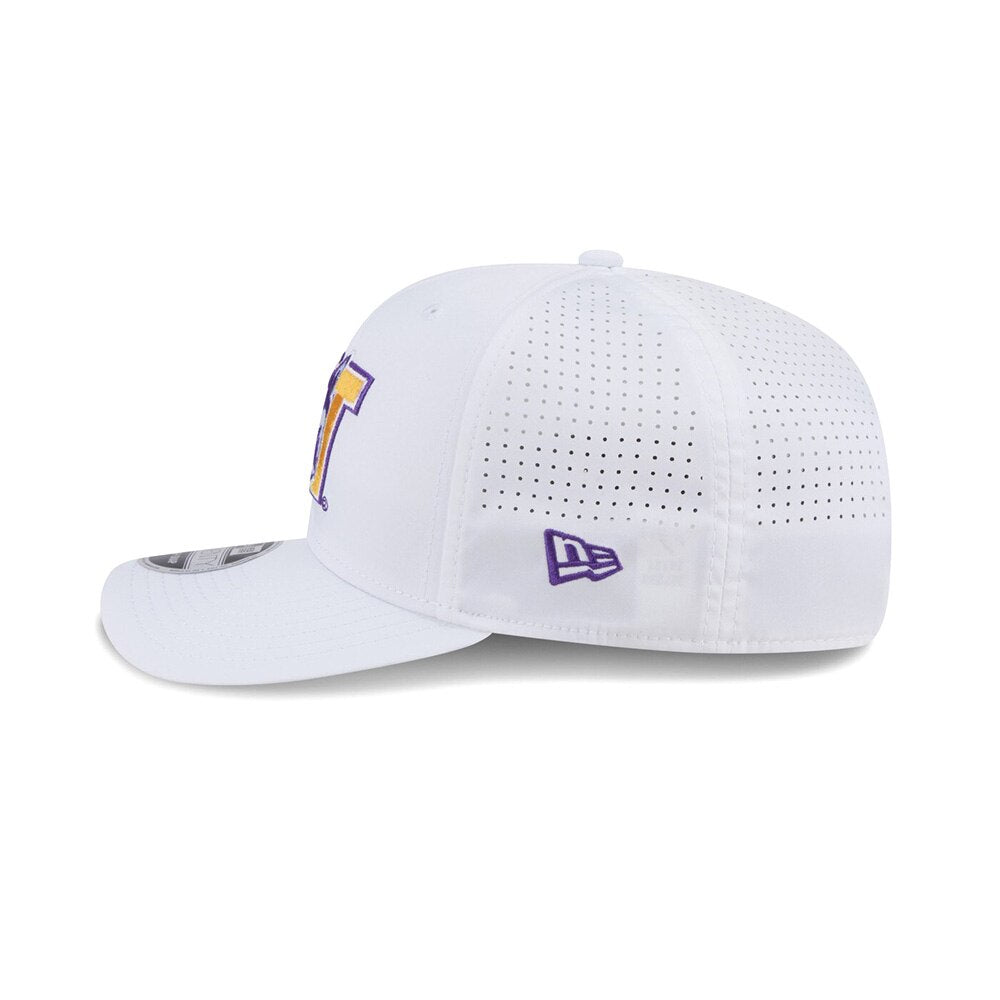 New Era White 9Seventy PERFORM Vault Dog Perforated Stretch Snap Adjustable Hat
