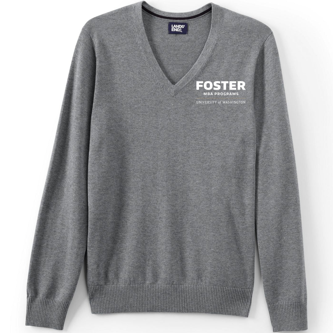 Lands' End Unisex UW Foster MBA Programs Cotton Modal V-neck Pullover Sweater
