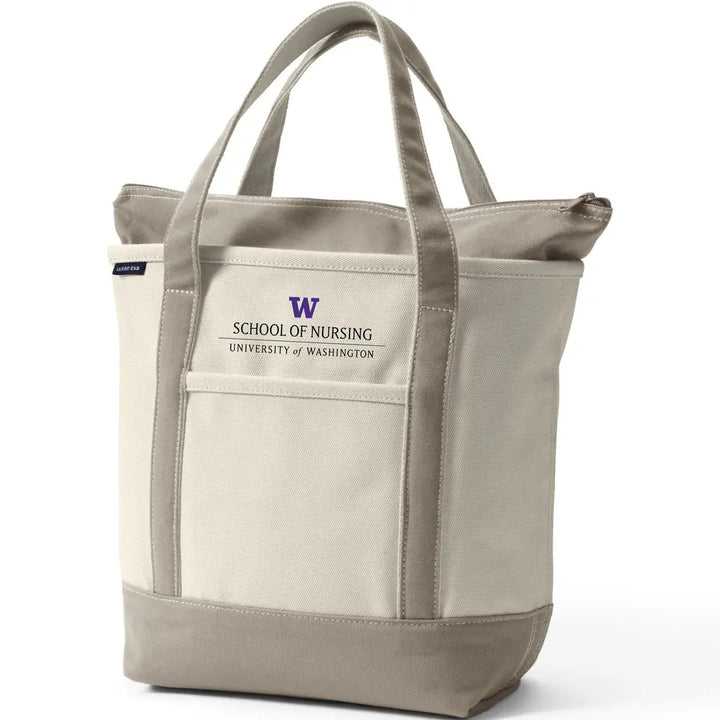 Lands' End Natural Canvas UW School of Nursing Zip Top Tote Bag