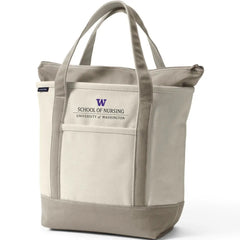 Photo of Lands' End Natural Canvas UW School of Nursing Zip Top Tote Bag Khaki.