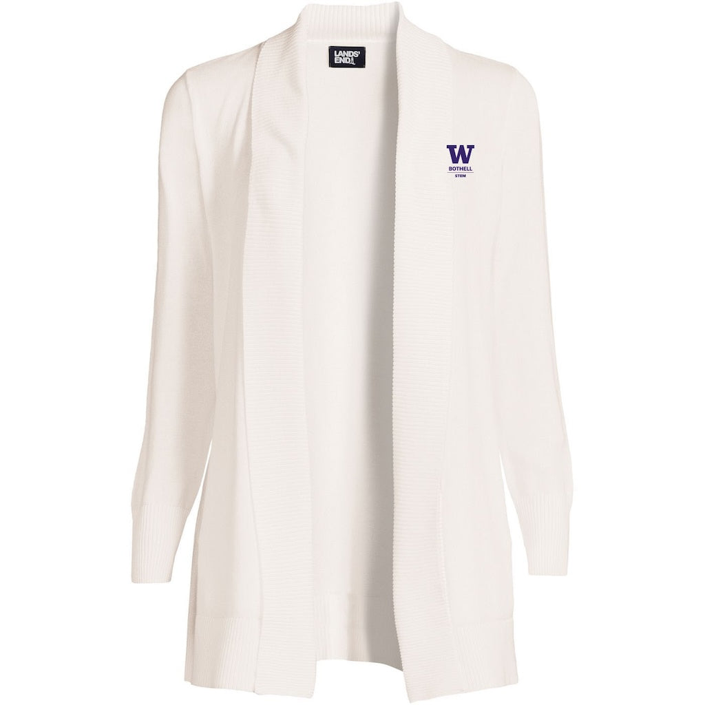 Lands' End Women's UW Bothell STEM Cotton Modal Shawl Collar Cardigan Sweater