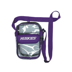 Storm Duds Clear Purple Huskies Crossbody Waterproof Stadium Bag 9" x 6"