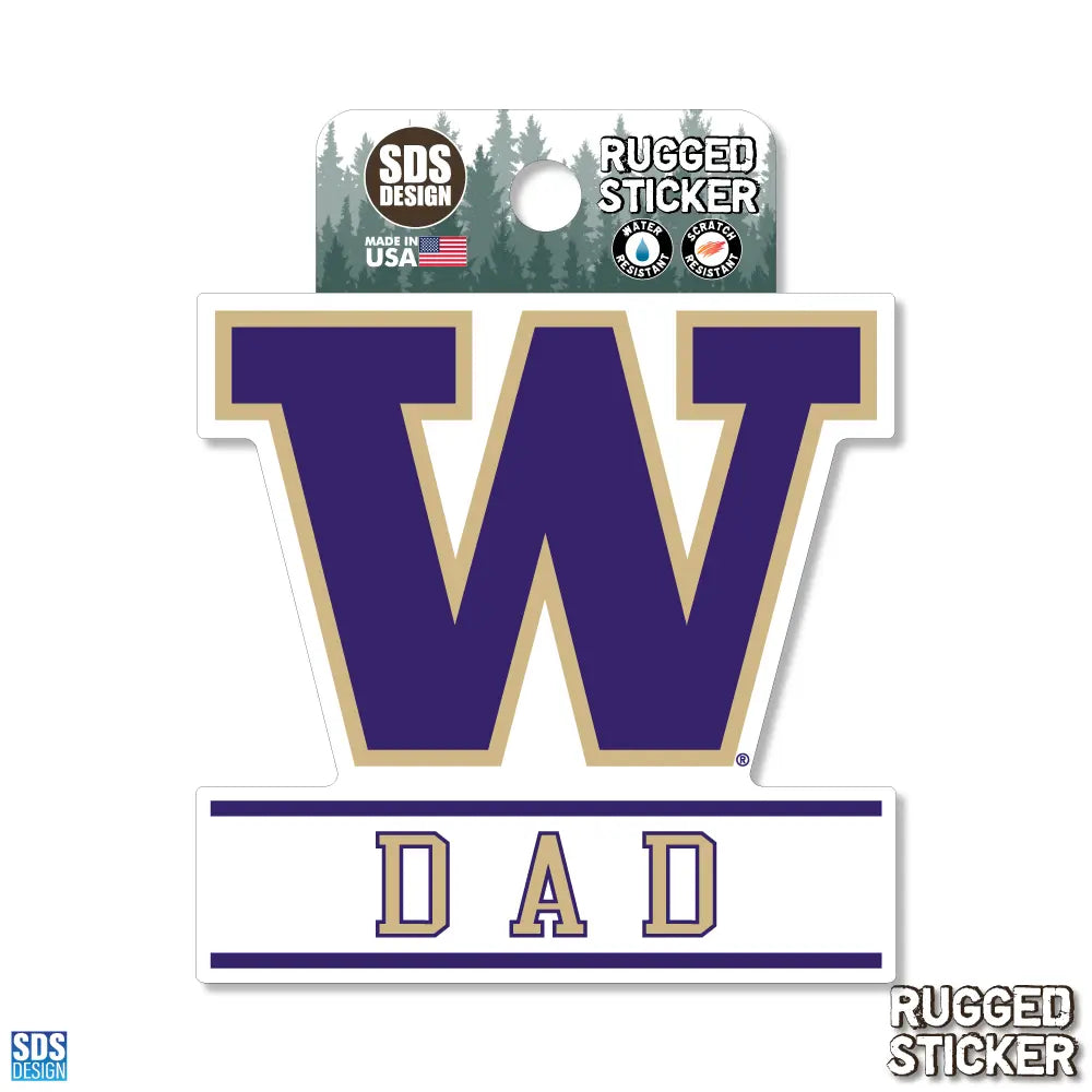 SDS Purple W Dad Rugged Sticker 3.5"