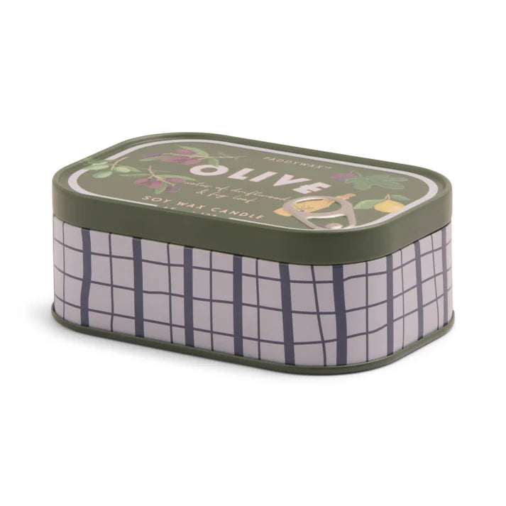 Paddywax Bistro Olive Printed Tin Candle 4.5oz
