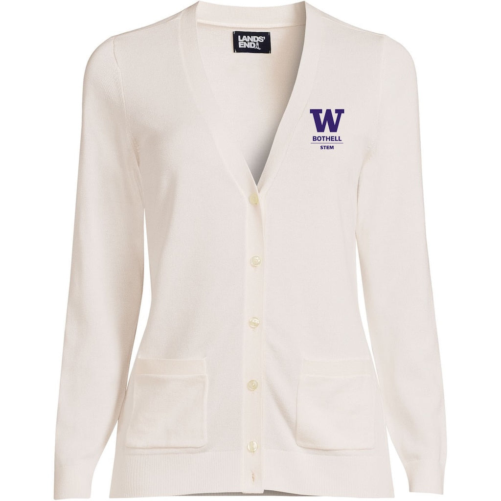 Lands' End Women's UW Bothell STEM Cotton Modal Long Sleeve V-neck Cardigan Sweater