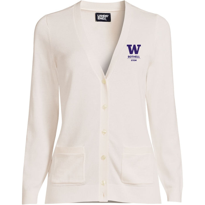Lands' End Women's UW Bothell STEM Cotton Modal Long Sleeve V-neck Cardigan Sweater