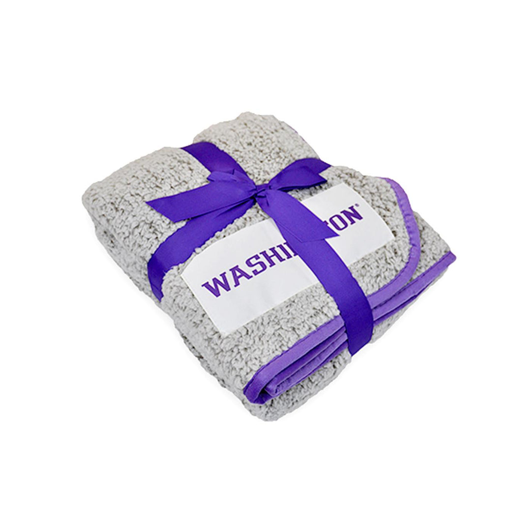 Logo Cream and Purple Washington Frosty Fleece Blanket