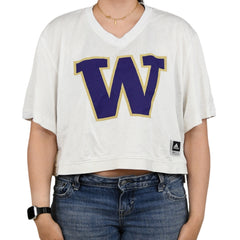 adidas Women's Washington Huskies Football Crop Jersey Hover