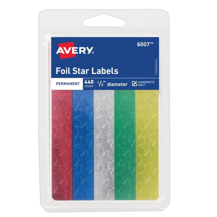 Avery Assorted Colored 0.5" Foil Stars 440 Count