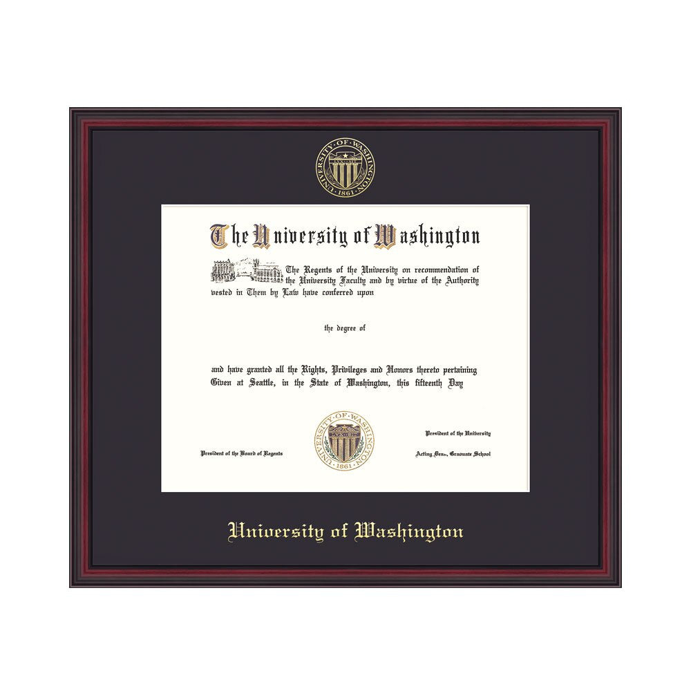 Framing Success Black Single Mat Gold Seal U of W Athens Embossed Diploma Frame