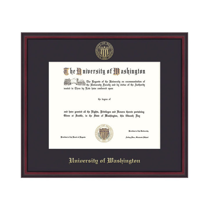 Framing Success Black Single Mat Gold Seal U of W Athens Embossed Diploma Frame