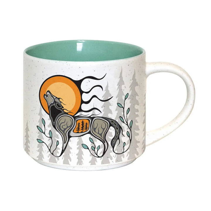Native Northwest Wolf Ceramic Mug 16oz