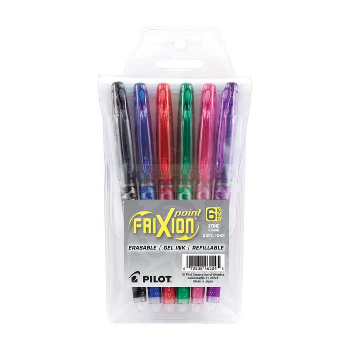 Pilot FriXion Point Assorted Colors 0.5mm Gel Pen 6 Pack