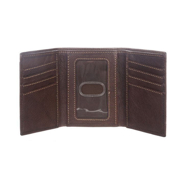Jardine Brown W Contrast Stitch Tri-fold Wallet
