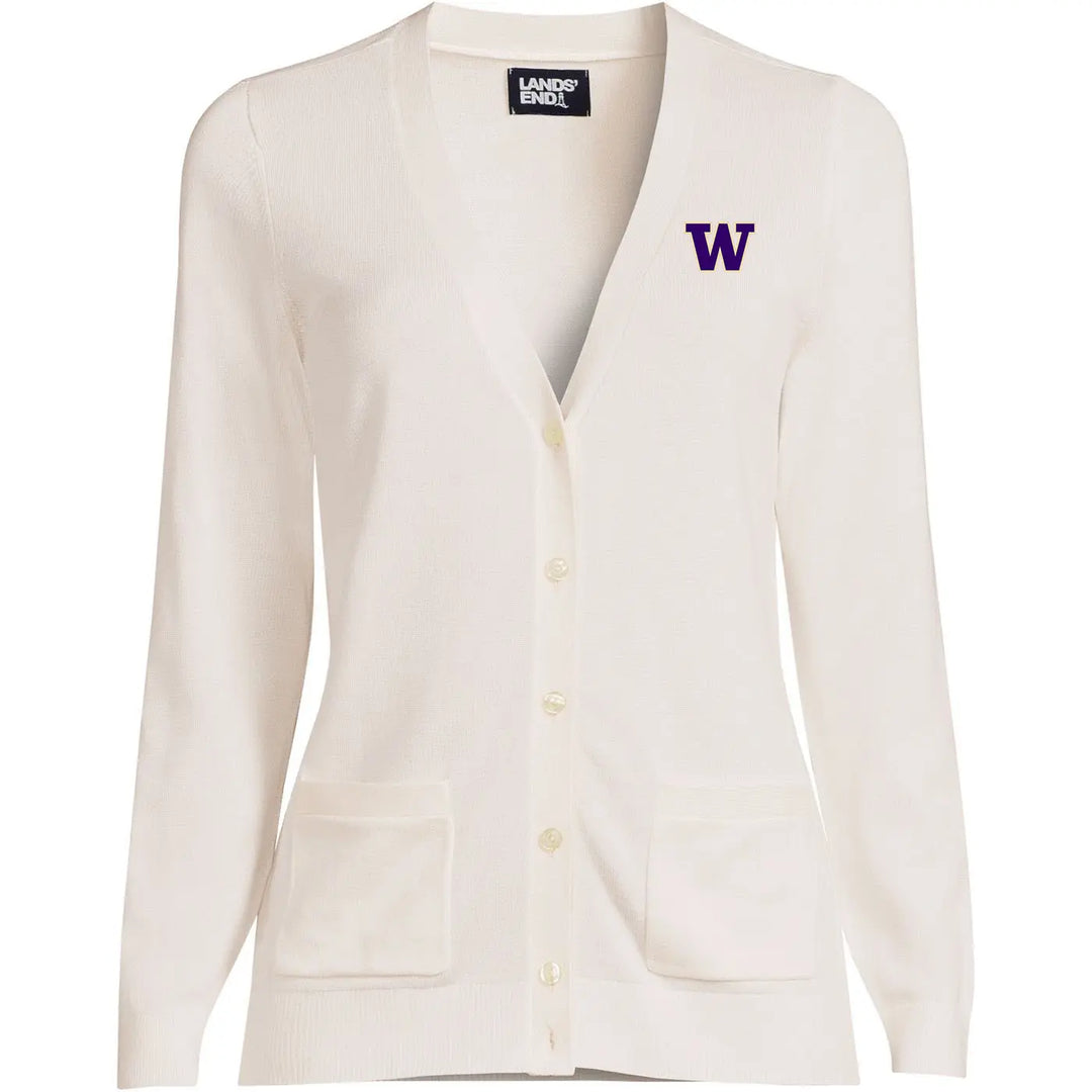 Lands' End Women's UW Cotton Modal Long Sleeve V-neck Cardigan Sweater