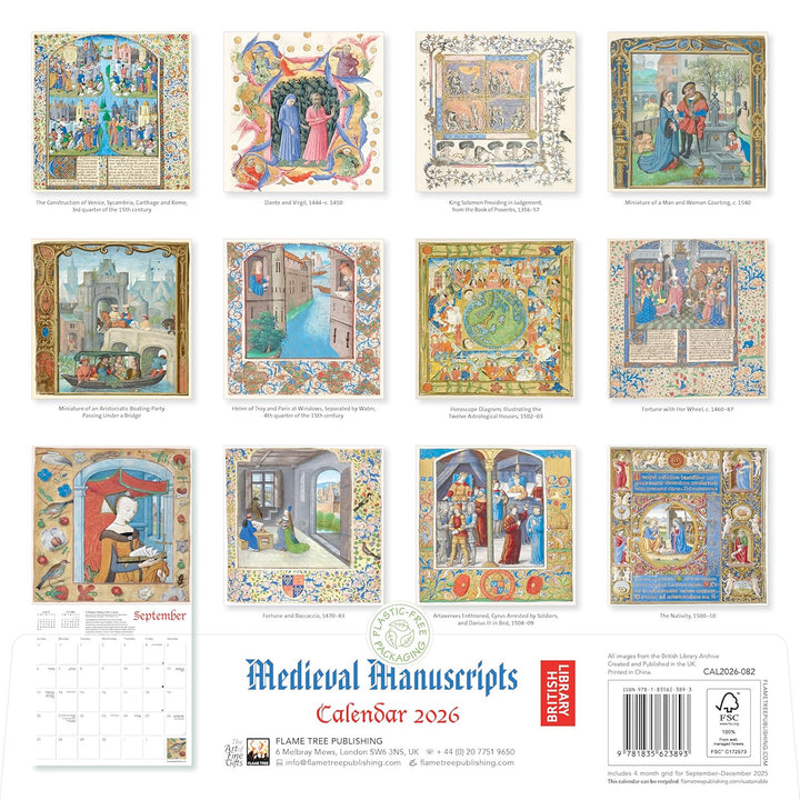 British Library Medieval Manuscripts Wall Calendar 2026