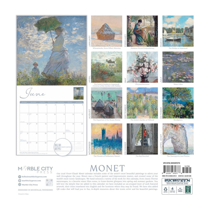 2026 Monet 16-month Wall Calendar