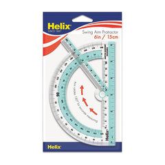 Helix Assorted Colors 6" 180 Degree Swing Arm Protractor