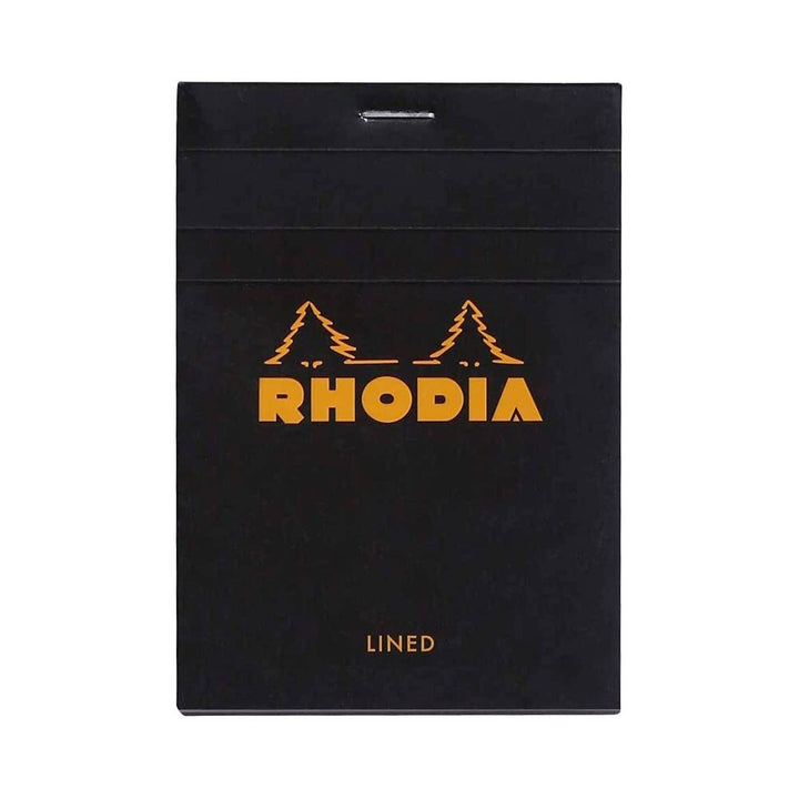 Rhodia Black 3-3/8"x4-3/4" Lined Top Stapled Notepad 80ct