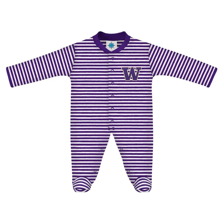 Creative Knitwear Infant Purple W Striped Footed Romper