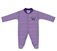 Photo of Creative Knitwear Infant Purple W Striped Footed Romper.