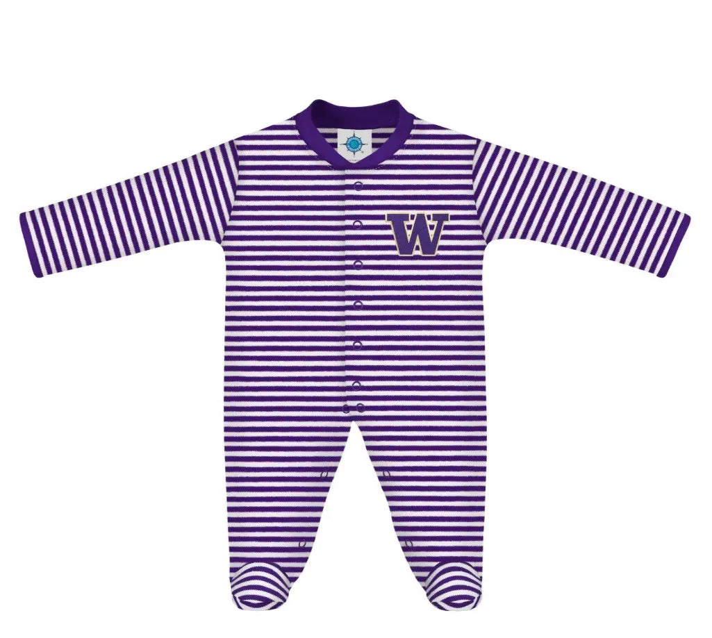 Creative Knitwear Infant Purple W Striped Footed Romper