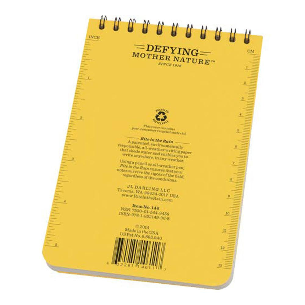Rite in the Rain Yellow 4"x6" Top Spiral Memo Notebook 50ct