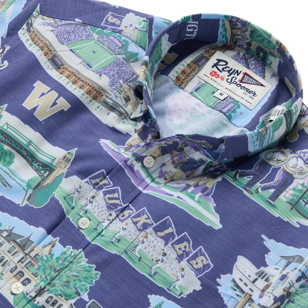 Reyn Spooner Men's Washington Huskies Scenic Button Front Camp Shirt