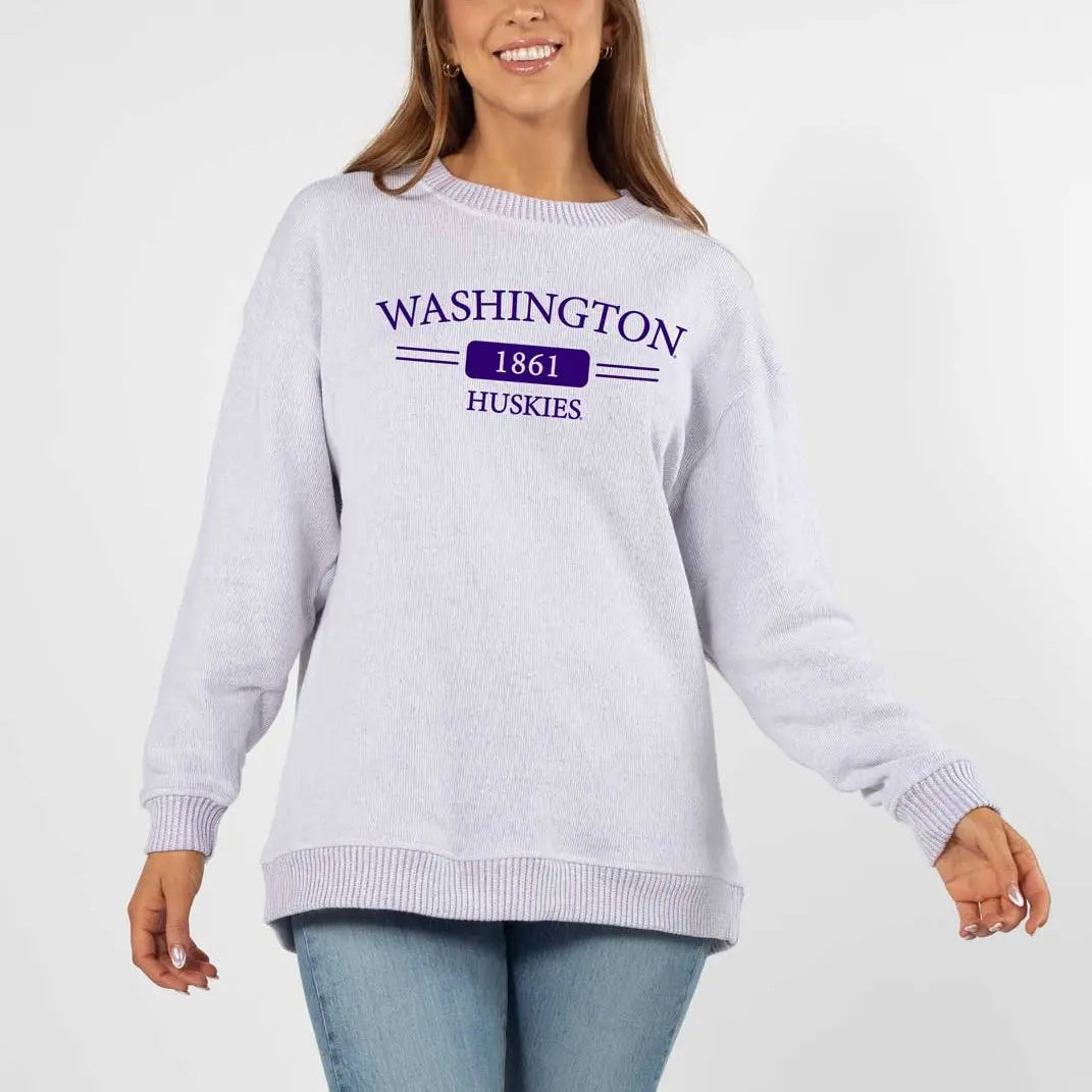 ChickaD Women's Washington 1861 Huskies Warm Up Crewneck