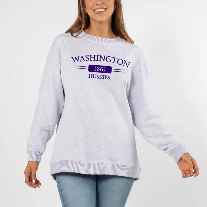 ChickaD Women's Washington 1861 Huskies Warm Up Crewneck