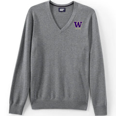 Lands' End Unisex UW Alumni Cotton Modal V-neck Pullover Sweater