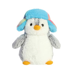 Aurora Pom Pom Rainbow Trapper Penguin Plush 9"