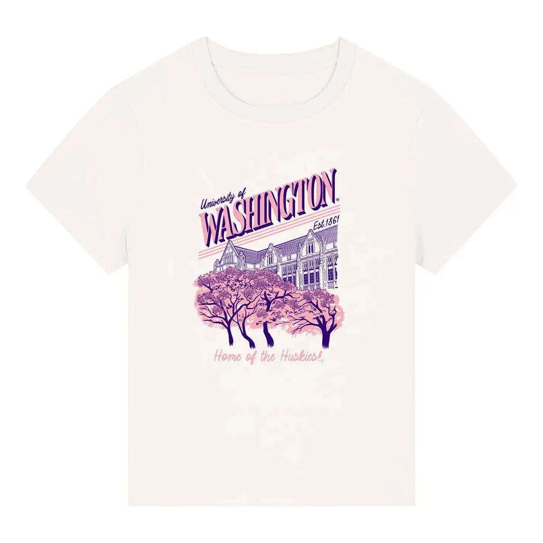 Uscape Women's Cherry Blossom UW Quad Organic Cotton Tee