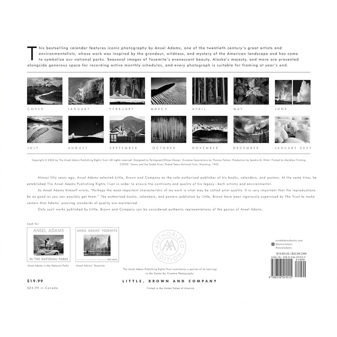 Ansel Adams 2026 Wall Calendar