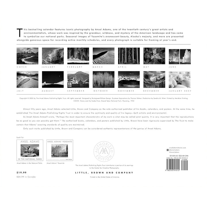 Ansel Adams 2026 Wall Calendar