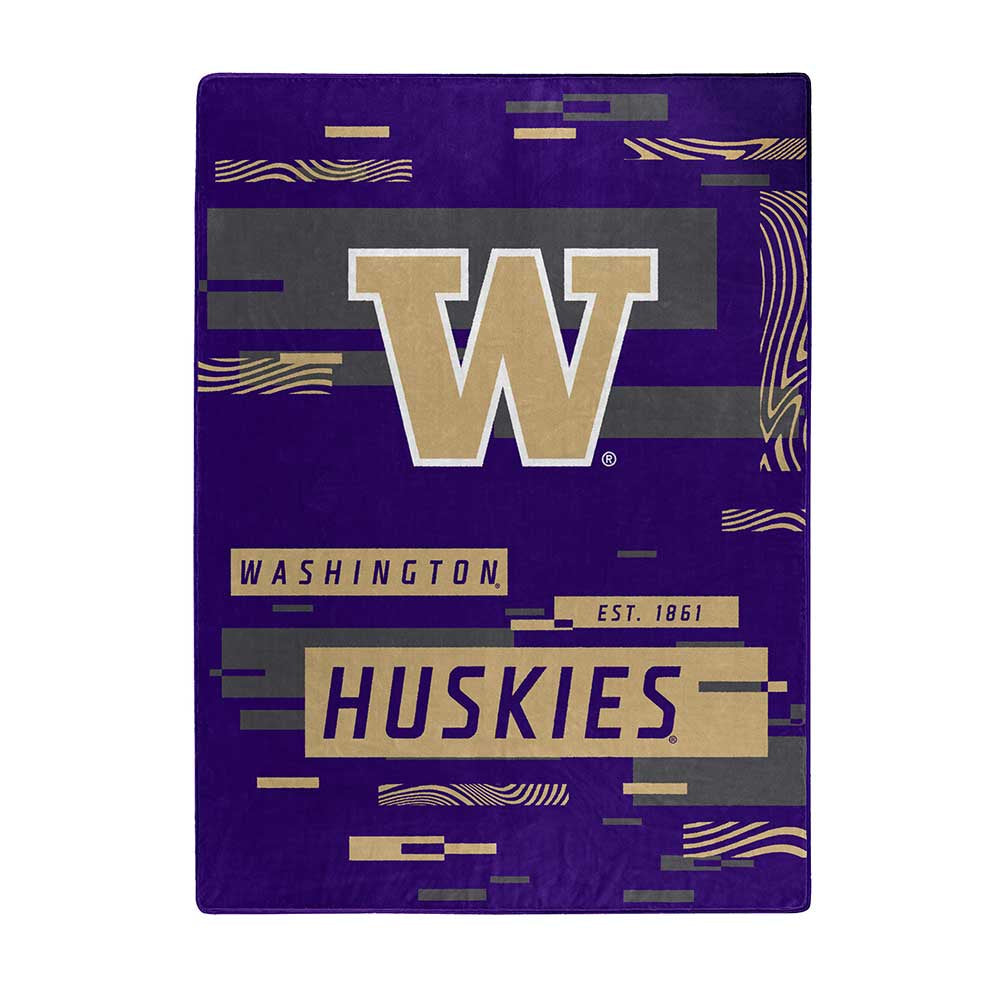 Northwest Purple W Huskies Digitize Plush Raschel Blanket 60" x 80"
