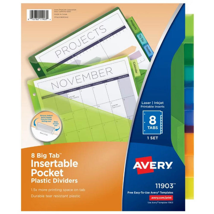 Avery Multicolor Big Tab 8 Tab Pocket Binder Dividers