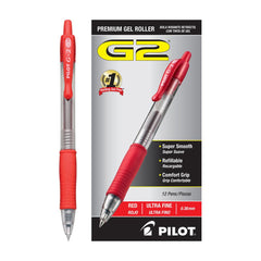 Photo of Pilot G2 Ultra Fine Point 0.38mm Retractable Gel Pen#color_red.