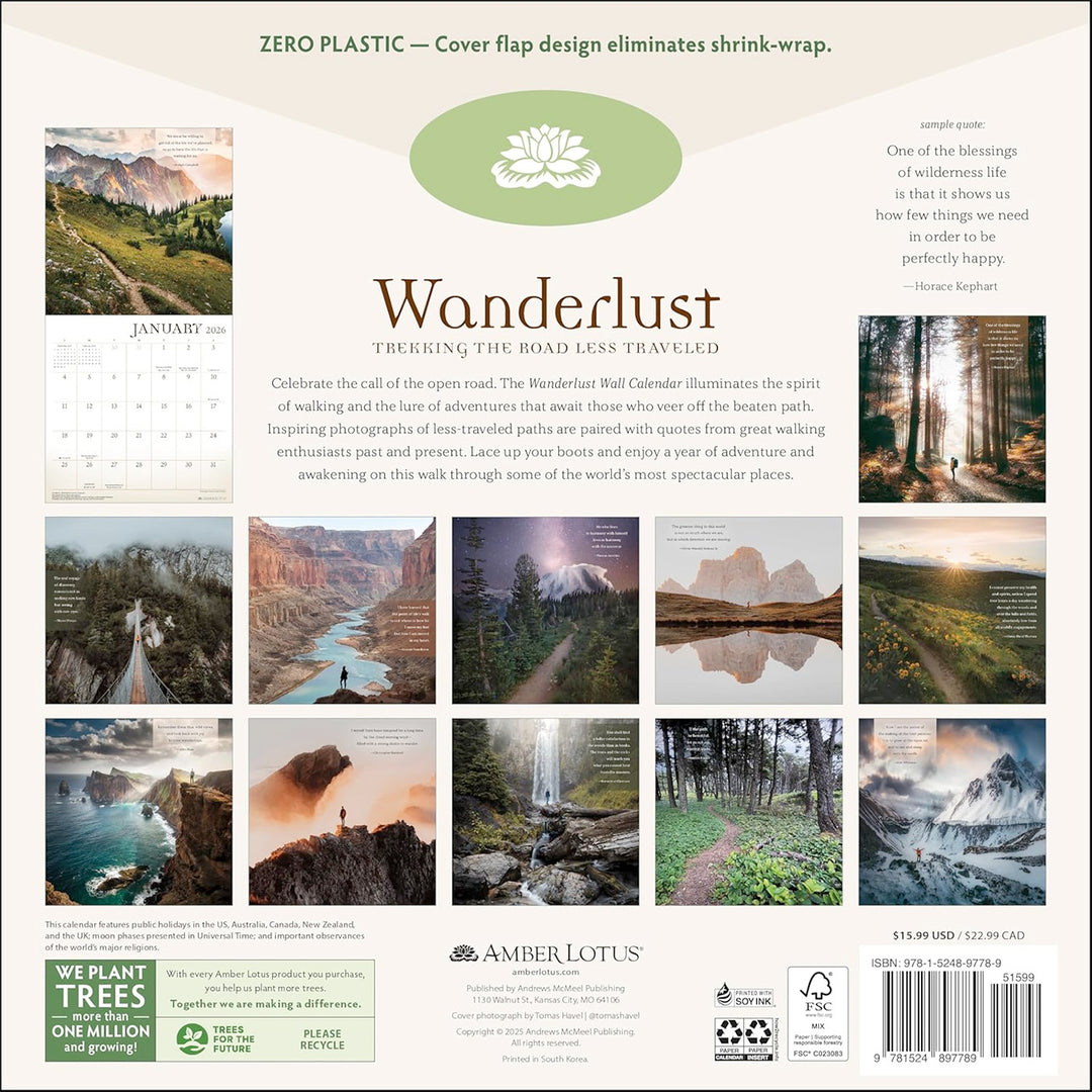 Wanderlust 2026 Wall Calendar